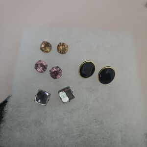 Mixed Stud Earring Set - Black, Pink, Gold, Amber, Gray